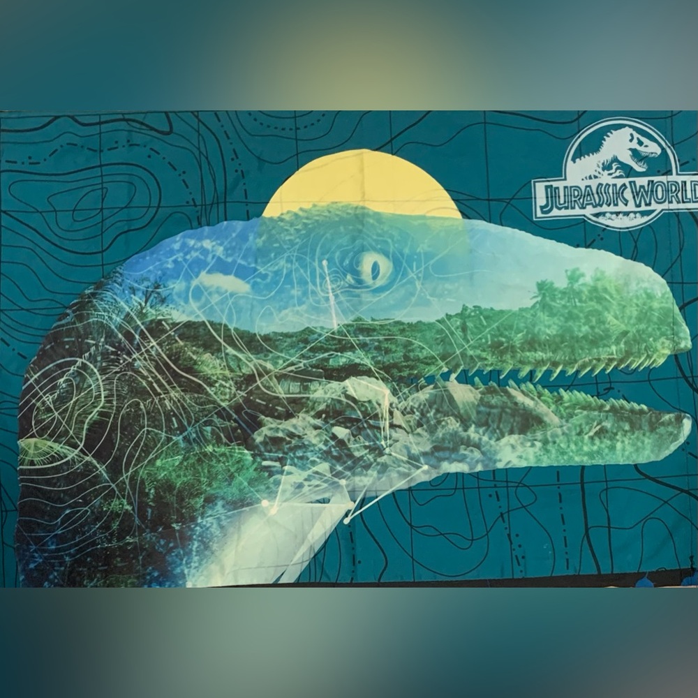 Jurassic World Pillowcase.- Blue, Teal & Yellow Sea Dine Print